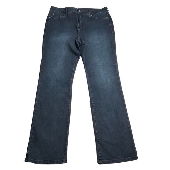 NYDJ Marilyn Straight Leg Jeans Women's 16 Dark Wash Blue Stretch Denim Hi Rise - Picture 1 of 11